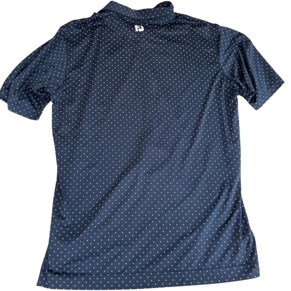FJ FootJoy Men's Golf Polo Shirt XL Extra Large Navy Blue Diamond Pattern - Picture 2 of 5